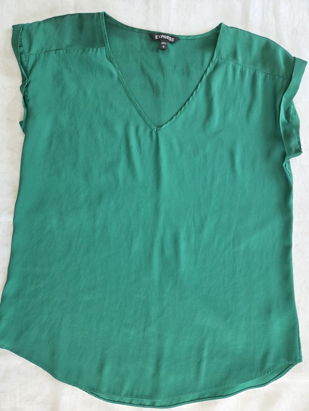 Express Emerald Green V-Neck Cap-Sleeve Blouse